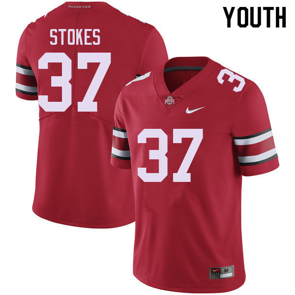 Ohio State Buckeyes Kye Stokes Youth #37 Red Authentic Stitched College Football Jersey